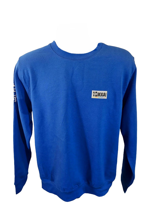 Ikigai Elite Sweatshirt - Jiu Jitsu Kanji on sleeve (Sapphire Blue)